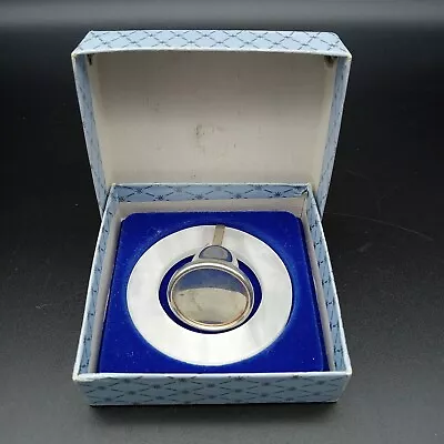Vintage Signed WEB Pewter Teething Ring Bell MOP Memento New In Box Engravable • $21.99