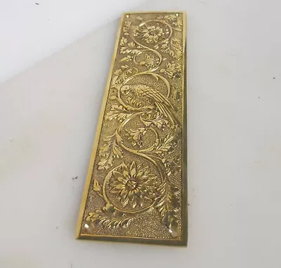 Brass Finger Plate Push Door Handle Nouveau Floral Flowers Parrot Antique STYLE • $34.86