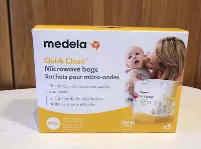 Medela Quick Clean Micro-Steam Bags 5Pk Baby Bottler Steriliser Bags • £8.50
