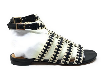 Schutz Womens Lorena Ankle Strap Gladiator Sandals Black Leahter Size 7.5 M • £75.69