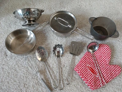 $13.99 • Buy Melissa And Doug Stainless Steel Pot And Pans Play Set And Cooking Utensils 