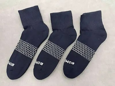 3-pairs BOMBAS Men's Honeycomb Quarter Socks Large 9-13 Black • $23.59