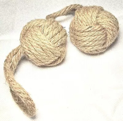 New 2 Nautical Rope Monkey Fist Sailor Knot Ball Decor With Loops • $10.99