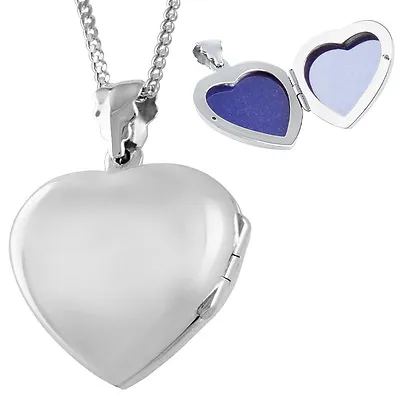 Plain Heart Shaped Locket On Chain Sterling Silver Hallmarked From Ari D Norman • £198.22