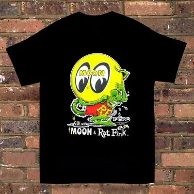MoonEyes Go! With Moon T-Shirt Rat Fink Eyeball Cotton T-Shirt S-5XL MH6598 • $16.99