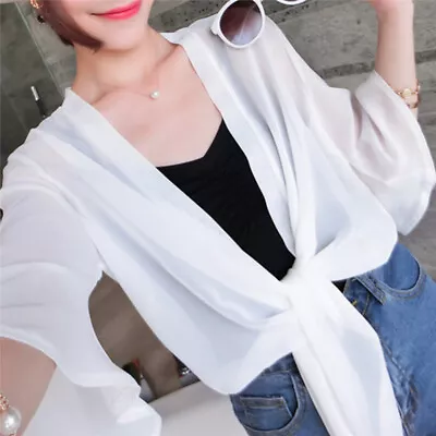 Women Summer Casual Loose Chiffon Shawl Kimono Sun Protection Cardigan Beac-v _j • $8.97