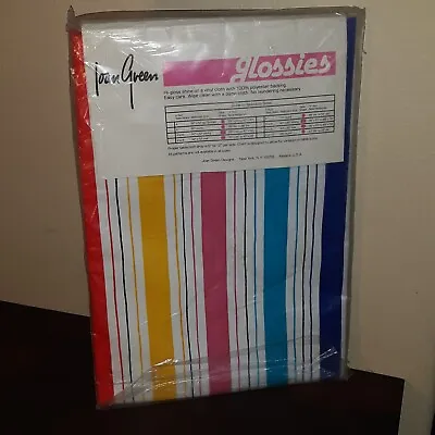 Joan Green Vinyl Cloth 60” Round Designer Table Covering Retro 80s 90s • $10.79