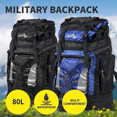 Military Backpack Tactical Camping Hiking Travel Rucksack Outdoor Trekking 80L • $35.99