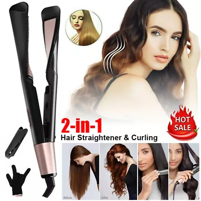 AU 2 In 1 Hair Curler Straightener Curling Iron Straightening Hair Salon Styler • $42.89
