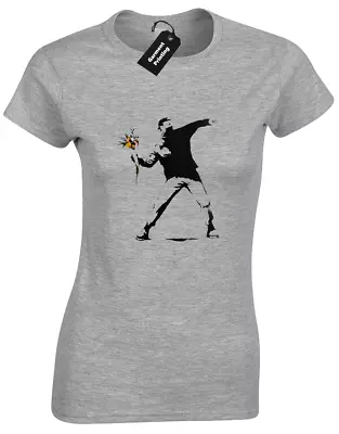 Flower Thrower Banksy Ladies T-shirt Street Art Classic Cool Funny Design Gift • £7.99