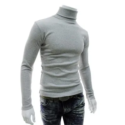 Cool Mens Male Cotton High Neck Shirts Pullover Jumper Sweater Tops Turtleneck • $17.50