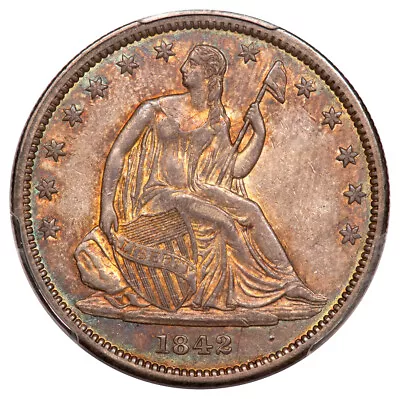 1842 50C Small Date Rev 1842 Liberty Seated Half Dollar PCGS AU53 (CAC) • $1425
