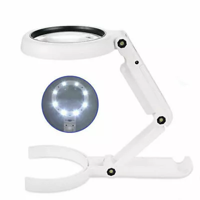 Portable Illuminated Magnifying Glass 5X 11X Jewellery Loupe Reading 8 LEDs UK • £9.45