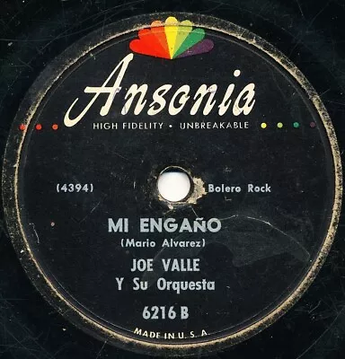 JOE VALLE Y Su Orquesta Mi Engaro / Y. LATIN 78 RPM Bolero HEAR • $14.98