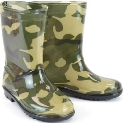 Kids Army Camo Wellies Boots Infant Junior Boys Uk 10-2 Camouflage Wellington • £9.99