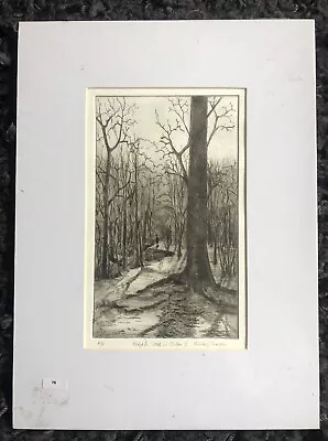 NICHOLAS CURWEN Artist Proof ETCHING  Hogback Woods Winter Beaconsfield Mounted • $49.73