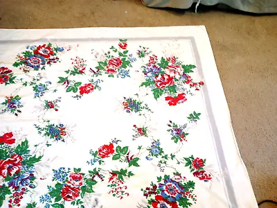 $19.95 • Buy Wilendur Vintage Tablecloth Magnolias Poppies Wild Flowers MCM Clusters