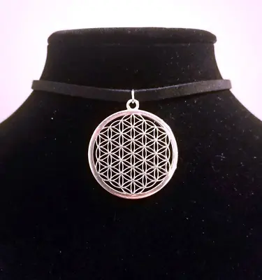 $11.95 • Buy Silver Flower Of Life Choker Necklace - Sacred Geometry Jewelry