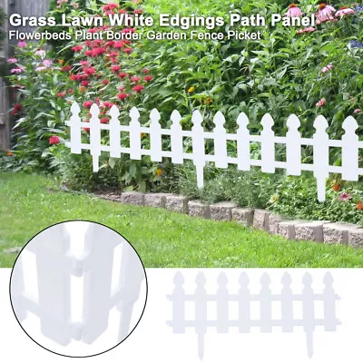 12X Picket Fence Garden Border Flexible Interlocking Plastic Edge Grass Driveway • £8.95