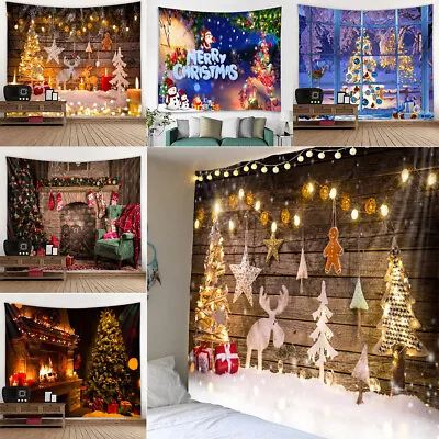 £7.95 • Buy MERRY CHRISTMAS Tapestry Wall Hanging Blanket Carpet Covers Background Decor UK