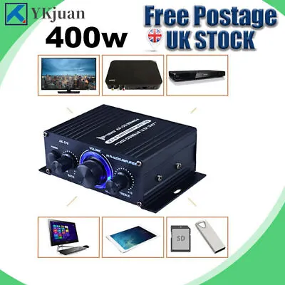 12V 400W Car Home Digital HiFi Stereo Audio Amplifier Aluminum Alloy AMP USB UK • £12.96