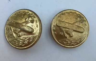 Pair Of Vintage Airplane Domed Brass Buttons • $9.99