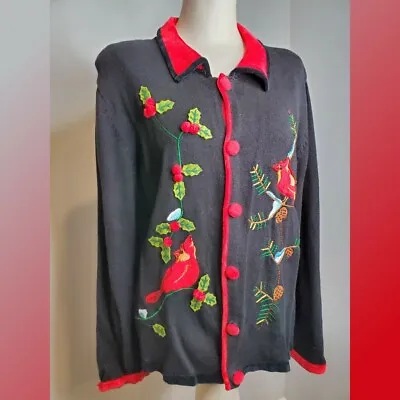 Vintage Bobbie Bell Chritmas Cardigan With Cardinals • $28