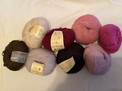 ROWAN PURE WOOL 4ply 4x 50 Gram Balls + Odds + 1 X 50 Gram Ball CASHSOFT 4ply • £20