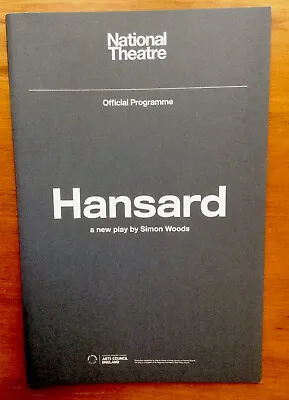 Hansard - Lindsay DUNCAN Alex JENNINGS National Theatre Programme 2019 • £4.95