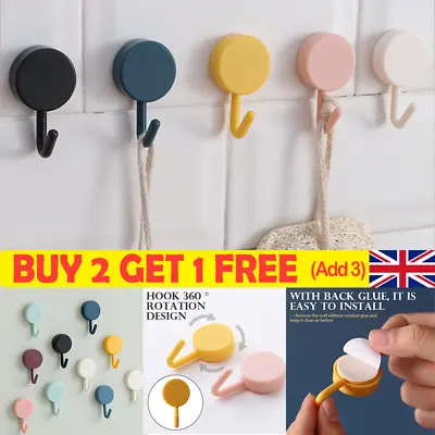 £2.99 • Buy 5-10PCS Strong Self Adhesive Hooks Set Sticky Stick Wall Hanger Bathroom Kitchen