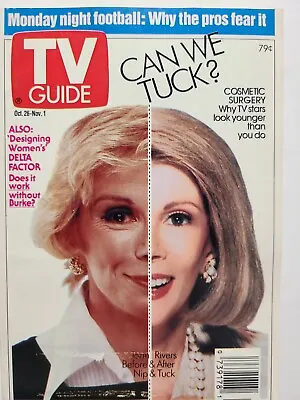 TV Guide - Oct 26 1991 - Joan Rivers Kenny Rogers Cosmetic Surgery Football • £4.20