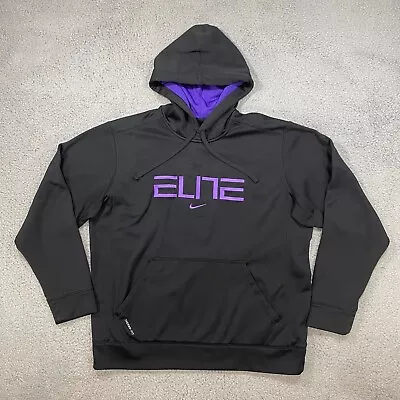 Nike Therma-Fit Elite Hoodie Mens Large Black Sweatshirt Purple Mesh Basketball • $24.95