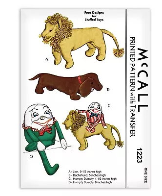 Lion Dachshund Dog Humpty Dumpty McCalls Sewing Pattern Toy Plush Stuffed Animal • $6.99