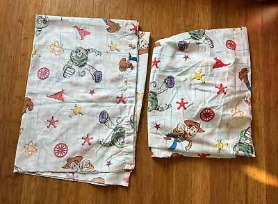 Vintage Toy Story Twin Bed Sheets Flat And Fitted Buzz Woody Pixar Disney • $22.49