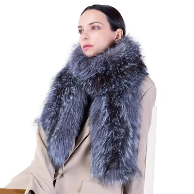 Women Knitted Genuine Fox Fur Scarves Wraps Shawl Neck Warmer Fur Collar Winter • $67.99