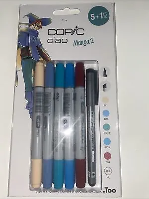 Copic Ciao 5+1 Manga 2 Set Twin Tipped Markers Plus 0.3 Fineliner For Manga Art • £9