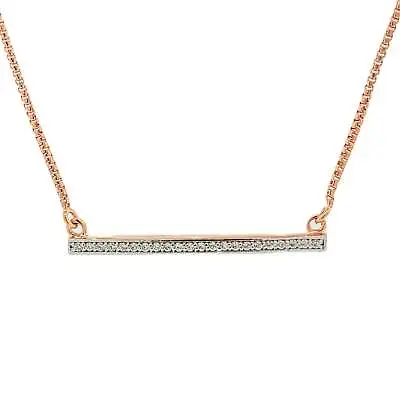 Rose Gold Plated Sterling Charles Garnier Cubic Zirconia Bar Necklace • $175.98