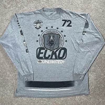 Vintage Y2k Ecko Unltd Gray Long Sleeve Prints Shirt Rare Size XXL • $26.95