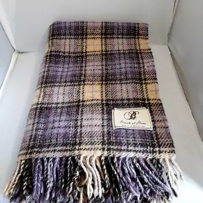 Bronte At Home Tartan Cream And Purple Throw - 64 X 55 Inches • £8.50