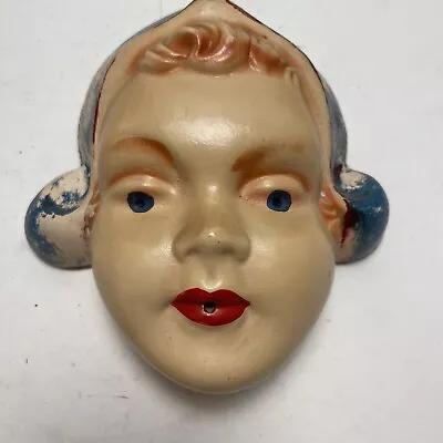 Vintage 40s Era Chalkware Dutch Girl String Holder Wall Hanging Dispenser 7 1/2  • $22.99