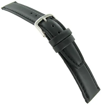 20mm Hadley Roma Oil Tanned Leather Black Watch Band Long 881 • $23.95