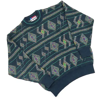 Vintage Knit Jumper Abstract Pattern Cosby Sweater Retro SZ  M (M7552) • £19.95