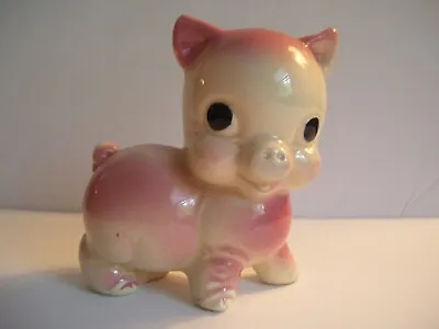 Vintage Pottery Ceramic Pink Baby Pig Piglet Figurine 4 1/2  X 4   • $10.99