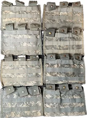 8 Pack Of US Army Surplus MOLLE II Triple STANAG/M4 Magazine Pouches ACU Camo • $16