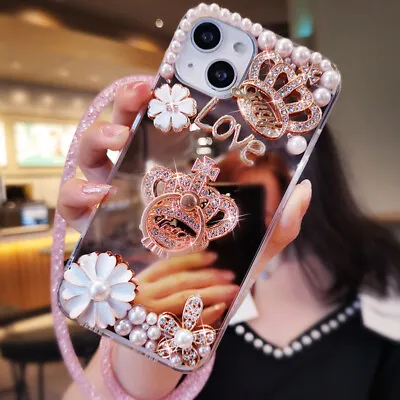 $14.95 • Buy For IPhone 13 Pro Max XS 11 12 Mini 78 Bling Crown Rhinestone Diamond Stand Case