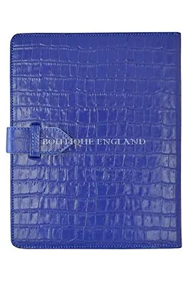 New IPAD 2 3 & 4 Blue Croc Print Luxury Real Genuine Leather Cover Case Stand • £29.99