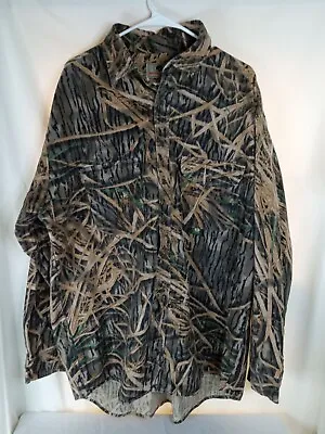 $22 • Buy Vintage Mossy Oak Heavyweight Chamois Shirt Men XXL Shadow Grass Camo USA Made