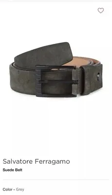 New Authentic Salvatore Ferragamo Men Suede Gray Logo Belt 46 Sold Out $480 • $13.50