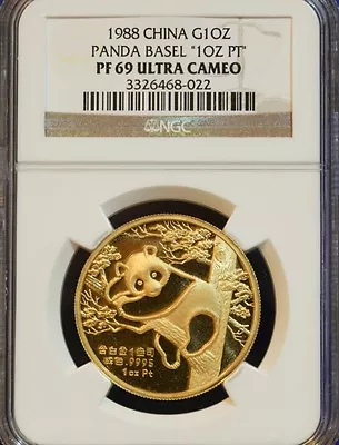 $9995 • Buy Rare 1988 CHINA Gold Panda SWISS Basel Coin AU PT ERROR NGC PF69 Certify
