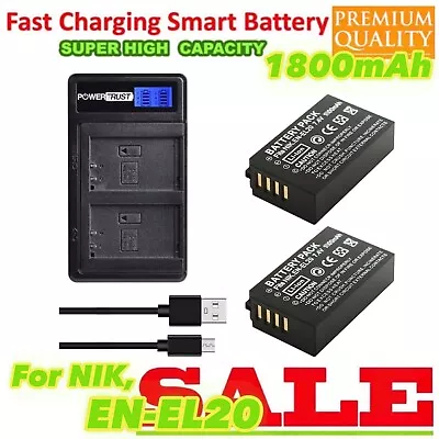 Battery &Charger For ENEL20 Nikon Coolpix A P1000 1 AW1 1 J1 1 J2 1 J3 1 S1 1 V3 • $59.66